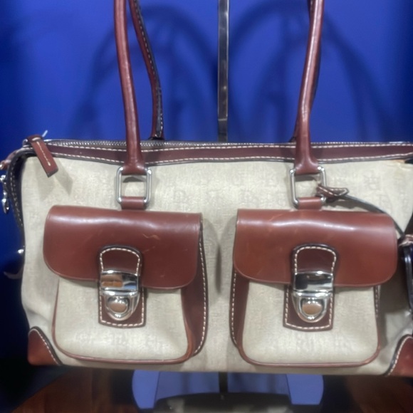 Dooney & Bourke Signature Double Pocket Satchel Handbag Brown Retail $285 - Picture 1 of 8